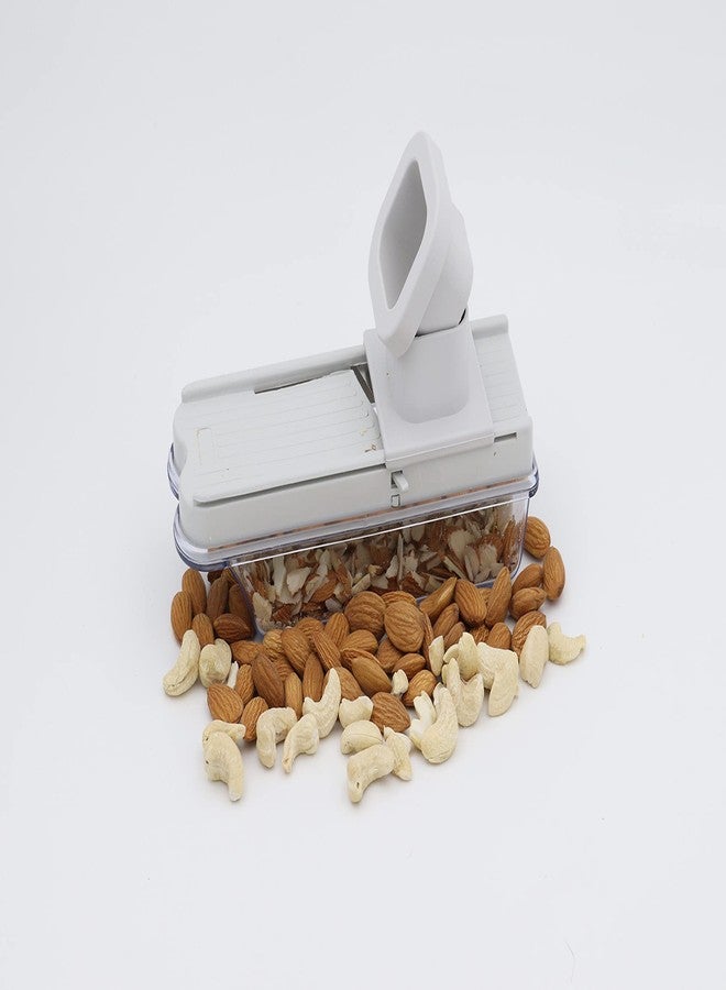 UNITRA Vegetable and Dry Fruit Slicer - Multipurpose Dry Fruit, Garlic Ginger Slicer with Hand Guard, Thickness Setting and Container - Image 2